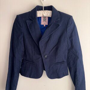Juicy Couture Womens Navy One Button Blazer Jacket Coat Preppy Y2K 100% Cotton S